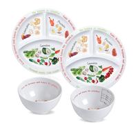 Yuecda Lot de 4 assiettes de contrôle des portions pour une alimentation équilibrée avec une alimentation saine pour adultes et adolescents, subdivisions en mélamine, perte de poids (allemand)
