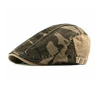 YUECIBAI Béret Homme Camouflage Bérets Chapeaux pour Hommes Femmes Patchwork À Chevrons Casquettes Lavé Coton Newsboy Casquette Plat Chapeau Réglable 55To60Cm Kaki