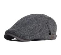 YUECIBAI Béret Homme Grande Taille Cap Hommes Épais Chaud Vintage À Chevrons Casual Stripe Bérets Chapeau Plat Casquette Adjustable59-63Cm Darkgrey