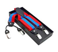 YUECIBAI Bretelles Suspender Bretelles Élastiques pour Adultes Bretelles De Pantalon Rayées Rouge Blanc Bretelles Colorées 4 Clips Mode Femmes Rouge Et Bleu
