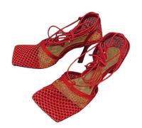 YUECIBAI Tongs Chaussons Sandales De Plage De Mode Sandales Légères Confortables Sandales Bandage Découpées 40 Rouge