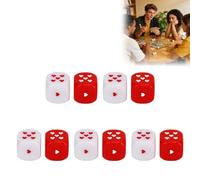 Yuecoom 25mm Dés De Coeur, 5 Paires 6 Faces De Méthodes De Jeu Multiples en Plastique Rouge Blanc Dés De Jeux Dés