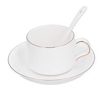 Yuecoom 4 Tasses à Café,Tasse à Café Avec Soucoupe CuillèRe Tasse à Thé Cadeau Pour La Maison Et La Cuisine Pour Petit-DéJeuner Et Café,Vaisselle Simple Pour La Maison Cadeau Pour la Maison