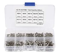 Yuecoom Vis à six pans creux, 240pcs M2 M3 M2.5 Kit d'assortiment de vis à tête cylindrique à six pans creux en acier inoxydable
