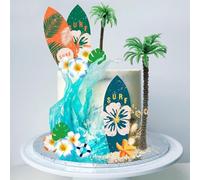 YUEcthynous Décorations d'anniversaire de Surf,20 pièces Surf Birthday Cake Decoration Hawaiian Tropical beach Party décoration Summer Coconut Beach tropical cake,Baby shower fête d'anniversaire en ét