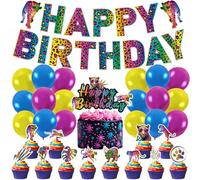 YUEcthynous Décorations d'anniversaire guépard,32 Pièces Décoration de fête léopard,Happy Birthday Ballons de Fête Rainbow Guépard Cake Toppe pour Fête à Thème Léopard pour Enfants Anniversaire Déco