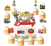 YUEcthynous Film Décoration de gâteaux,11 Pièces décoration de gâteau sur le thème du film Soirée Cake Topper-Hollywood Décoration de Gâteau fournitures de fête pour soirée cinéma