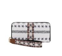 YUEcthynous Portefeuille en liège pour femme avec motif cachemire ornemental - Couplage à motif floral avec blocage RFID et plusieurs - Porte-cartes - Compartiment à monnaie - Fermeture éclair en cuir