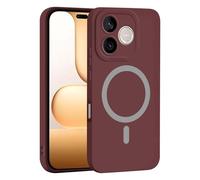 YUECXIN Coque Magnétique pour Honor 600 Lite 5G, Protection Complète de l'Objectif de Caméra, Étui Ultra Fine Silicone Antichoc Housse avec Douce Microfiber, Rouge Vin