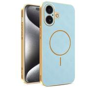 YUECXIN Coque Magnétique pour Honor 600 Pro 5G avec Chargement sans Fil, Prime Finition Cuir Housse, Antichoc Anti-Rayures Galvanoplastie Bumper Étui, Bleu