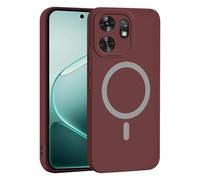 YUECXIN Coque Magnétique pour Honor X6d 5G, Protection Complète de l'Objectif de Caméra, Étui Ultra Fine Silicone Antichoc Housse avec Douce Microfiber, Rouge Vin