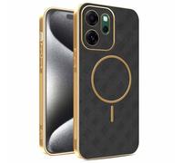 YUECXIN Coque Magnétique pour Oppo Reno 14 FS (Oppo Reno 14F 5G/4G) avec Chargement sans Fil, Prime Finition Cuir Housse, Antichoc Anti-Rayures Galvanoplastie Bumper Étui, Noir