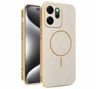 YUECXIN Coque Magnétique pour Oppo Reno 14 FS (Oppo Reno 14F 5G/4G) avec Chargement sans Fil, Prime Finition Cuir Housse, Antichoc Anti-Rayures Galvanoplastie Bumper Étui, Kaki
