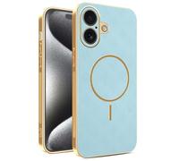 YUECXIN Coque Magnétique pour Realme C75 4G avec Chargement sans Fil, Prime Finition Cuir Housse, Antichoc Anti-Rayures Galvanoplastie Bumper Étui, Bleu
