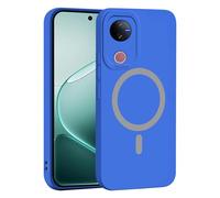 YUECXIN Coque Magnétique pour Vivo V50 5G / Vivo V50e 5G, Protection Complète de l'Objectif de Caméra, Étui Ultra Fine Silicone Antichoc Housse avec Douce Microfiber, Bleu Foncé