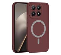 YUECXIN Coque Magnétique pour Xiaomi 15T 5G, Protection Complète de l'Objectif de Caméra, Étui Ultra Fine Silicone Antichoc Housse avec Douce Microfiber, Rouge Vin