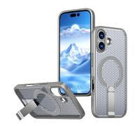 YUECXIN Coque Magnétique pour Xiaomi 15T Pro 5G, Refroidissement Antichoc Étui Ultra Mince avec Support Métal Invisible Refroidissante Housse, Gris