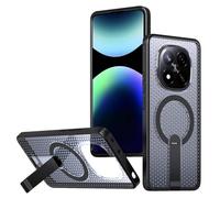 YUECXIN Coque Magnétique pour Xiaomi Redmi Note 14 Pro+ Plus 5G, Refroidissement Antichoc Étui Ultra Mince avec Support Métal Invisible Refroidissante Housse, Noir