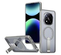 YUECXIN Coque Magnétique pour Xiaomi Redmi Note 14 Pro+ Plus 5G, Refroidissement Antichoc Étui Ultra Mince avec Support Métal Invisible Refroidissante Housse, Gris