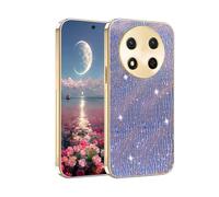 YUECXIN Coque Paillettes pour Honor Magic 7 Lite 5G (Magic7 Lite) / X9c, Étui Très Mince Bling Pailleté Texture Ondulée pour Femmes, Housse de Souple Silicone TPU Brillant Antichoc. Violet