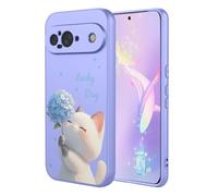 YUECXIN Coque pour Google Pixel 9 5G, Mode Motif Très Mince Doux Silicone Liquide Soyeux Étui, Premium Antichoc TPU Bumper Protection Complète du Corps Housse. Chat