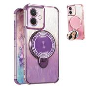 YUECXIN Coque pour Oppo A40 4G / Oppo A40m 4G avec Support pour Miroir de Maquillage Invisible, Femmes Filles Élégant Bling Brillant Étui, Antichoc Silicone Doux Housse (Violet)