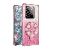 YUECXIN Coque pour Realme GT7 Pro avec Support pour Miroir de Maquillage Invisible, Femmes Filles Élégant Bling Brillant Étui, Antichoc Silicone Doux Housse (Rose)