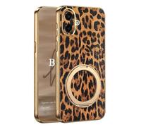 YUECXIN Coque pour Samsung Galaxy A08 4G/Samsung A07 4G avec Ring Holder Stand, Étui Ultra-Mince et Antichoc à Mode Léopard Marron Mignon, Housse Raffinés pour Filles. Léopard