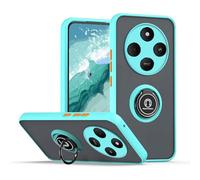 YUECXIN Coque pour Xiaomi Redmi 14C / Poco C75 / Poco M7 5G avec Anneau Stand en Métal, Très Mince Translucide Mat Dur PC Dos Étui, Antichoc SoupleTPU Bumper Silicone Housse. Bleu Ciel