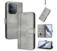 YUECXIN Coque pour Xiaomi Redmi 15C 4G, Housse en Cuir Premium PU Portefeuille Étui, Fentes pour Cartes/Fermoir Magnétique/Stand Fonction Flip Antichoc Coque. Gris