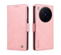 YUECXIN Cuir Coque pour Vivo X300 Pro, Retro PU Flip Rabat Portefeuille Etui avec Support/Fentes pour Cartes/RFID Blocage/Fermeture Magnétique Antichoc Housse. Rose