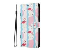 YUECXIN Élégant Étui pour Motorola Edge 60 Neo/Edge 50 Neo/ThinkPhone 25, Coque Portefeuille en Cuir Coloré à Motif Chic, Housse TPU Souple Antichoc avec 3 Angles Support pour Femme, Flamant Rose