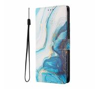 YUECXIN Élégant Étui pour Oppo A5X 5G/4G, Coque Portefeuille en Cuir Coloré à Motif Chic, Housse TPU Souple Antichoc avec 3 Angles Support pour Femme, Marbre Bleu