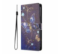 YUECXIN Élégant Étui pour Oppo A5X 5G/4G, Coque Portefeuille en Cuir Coloré à Motif Chic, Housse TPU Souple Antichoc avec 3 Angles Support pour Femme, Papillon Bleu