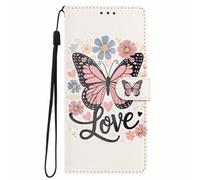 YUECXIN Élégant Étui pour Oppo Reno 13 FS (Oppo Reno 13F 5G/4G), Coque Portefeuille en Cuir Coloré à Motif Chic, Housse TPU Souple Antichoc avec 3 Angles Support pour Femme, Papillon Rose