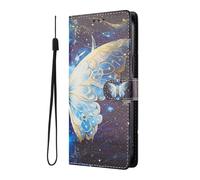 YUECXIN Élégant Étui pour ZTE Blade A76 5G, Coque Portefeuille en Cuir Coloré à Motif Chic, Housse TPU Souple Antichoc avec 3 Angles Support pour Femme, Grand Papillon