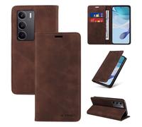 YUECXIN Étui de Luxe pour Realme C75 4G/Realme 14X 5G, Coque Portefeuille en Cuir PU Antichoc avec Support Magnétique & Housse avec Protection RFID Anti-vol,Marron