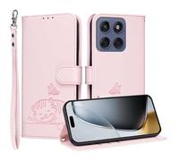 YUECXIN Étui de pour Motorola Edge 60 Fusion/Edge 60 5G, Cuir PU Portefeuille Coque Magnétique Flip Case avec Fonction Support Fente Carte Housse 360 Degrés Antichoc Protection, Rose