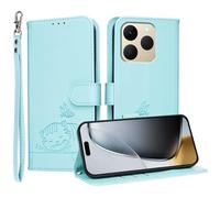 YUECXIN Étui de pour Realme 15T, Cuir PU Portefeuille Coque Magnétique Flip Case avec Fonction Support Fente Carte Housse 360 Degrés Antichoc Protection, Vert Clair