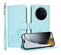 YUECXIN Étui de pour Vivo X300 5G, Cuir PU Portefeuille Coque Magnétique Flip Case avec Fonction Support Fente Carte Housse 360 Degrés Antichoc Protection, Vert Clair