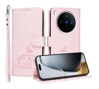 YUECXIN Étui de pour Vivo X300 5G, Cuir PU Portefeuille Coque Magnétique Flip Case avec Fonction Support Fente Carte Housse 360 Degrés Antichoc Protection, Rose