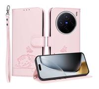 YUECXIN Étui de pour Vivo X300S 5G, Cuir PU Portefeuille Coque Magnétique Flip Case avec Fonction Support Fente Carte Housse 360 Degrés Antichoc Protection, Rose