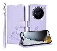 YUECXIN Étui de pour Vivo X300S 5G, Cuir PU Portefeuille Coque Magnétique Flip Case avec Fonction Support Fente Carte Housse 360 Degrés Antichoc Protection, Violet