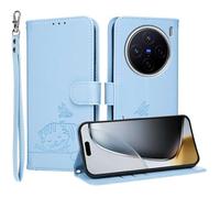 YUECXIN Étui de pour Vivo X300S 5G, Cuir PU Portefeuille Coque Magnétique Flip Case avec Fonction Support Fente Carte Housse 360 Degrés Antichoc Protection, Bleu