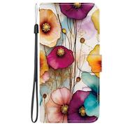 YUECXIN Étui pour Motorola Edge 60 Neo/Edge 50 Neo/ThinkPhone 25, Coque Portefeuille en Cuir PU à Rabat avec Porte-Cartes, Housse de Protection Motif 3D Élégant, Fleurs Colorées