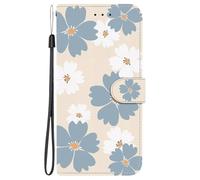 YUECXIN Étui pour Motorola Edge 60 Neo/Edge 50 Neo/ThinkPhone 25, Coque Portefeuille en Cuir PU à Rabat avec Porte-Cartes, Housse de Protection Motif 3D Élégant, Marguerites Bleues