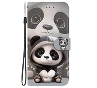 YUECXIN Étui pour Motorola Edge 60 Neo/Edge 50 Neo/ThinkPhone 25, Coque Portefeuille en Cuir PU à Rabat avec Porte-Cartes, Housse de Protection Motif 3D Élégant, Panda Mignon