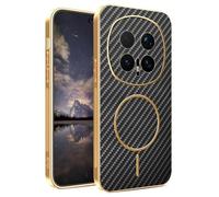 YUECXIN Magnétique Coque pour Honor Magic 8 Pro/Magic8 Pro avec Magsafe Chargement sans Fil, Coque Hybride à Texture en Fibre de Carbone Housse Fine Antichoc Antirayures. Noir