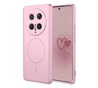YUECXIN Magnétique Coque pour Honor Magic 8 Pro/Magic8 Pro Compatible avec la Charge sans Fil Magsafe, Très Mince Doux Silicone Liquide Étui, Antichoc TPU Bumper Housse. Rose