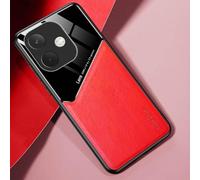YUECXIN Magnétique Coque pour Oppo A40 4G/Oppo A40m 4G/Oppo A60 5G Compatible avec Magsafe, Étui Texturée en Cuir Simple et Élégante, Très Mince Doux Antichoc PU+TPU Bumper Housse. Rouge